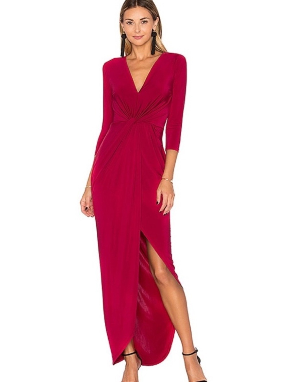 NWT Lovers and Friends Sundance Elegant V-Neck Twist Front Red Maxi Dress